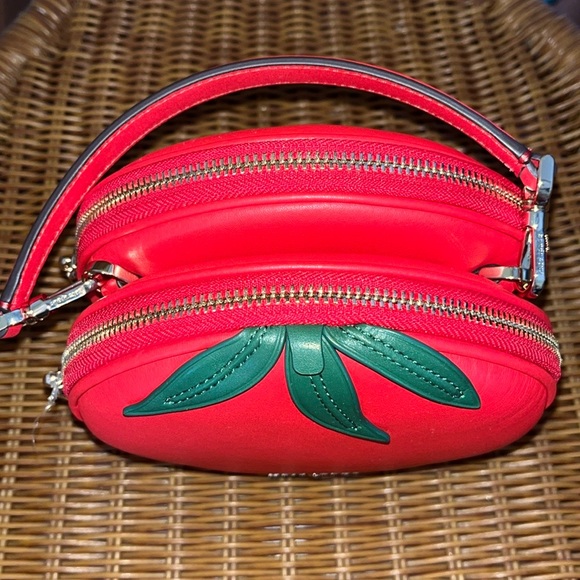 ♠️🍅kate spade 3D Tomato Mangia Double Dual Compartment Small Crossbody Bag Red - Picture 9 of 15